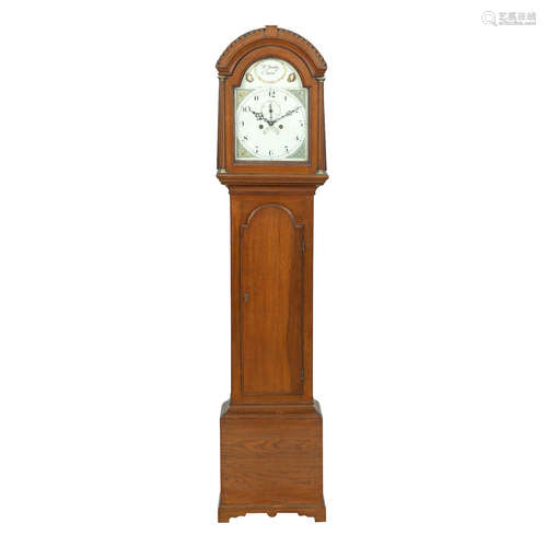 Inscribed 'W. Yardley, Ware'  A 19th century oak longcase clock