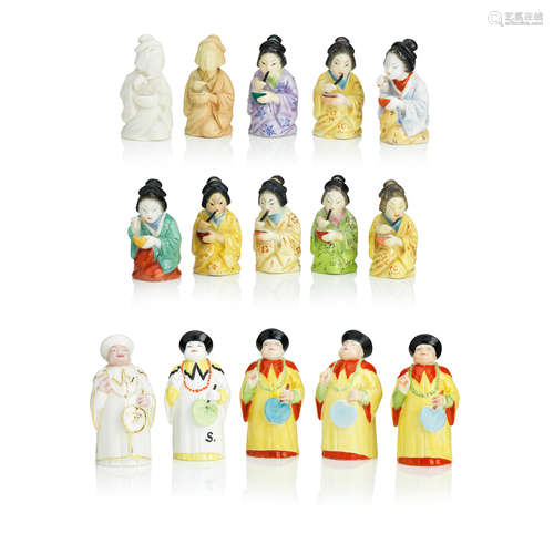 Late 19th/early 20th century The Japanese Girl and the Mandarin: fifteen Royal Worcester Extinguishers