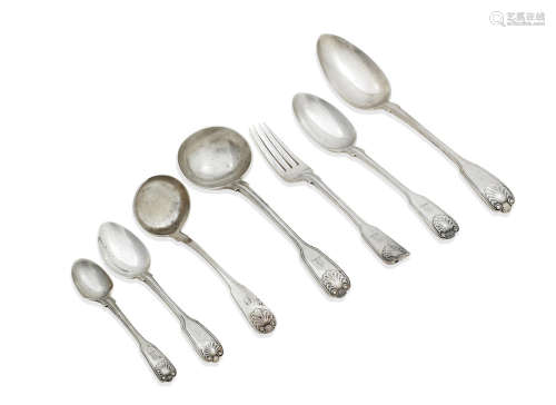 the majority by George Adams, London 1876/77  A group of silver flatware