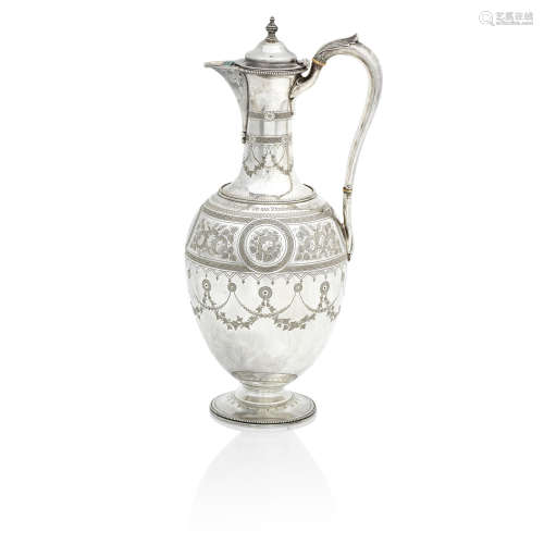 by Martin Hall & Co, London 1882  Of Newstead Abbey interest; a cased Victorian silver claret jug
