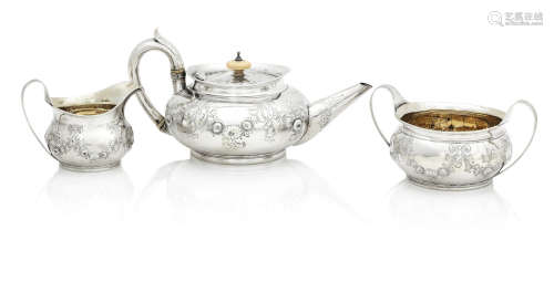 by John Robins, London 1800  (3) A George III three piece silver tea service
