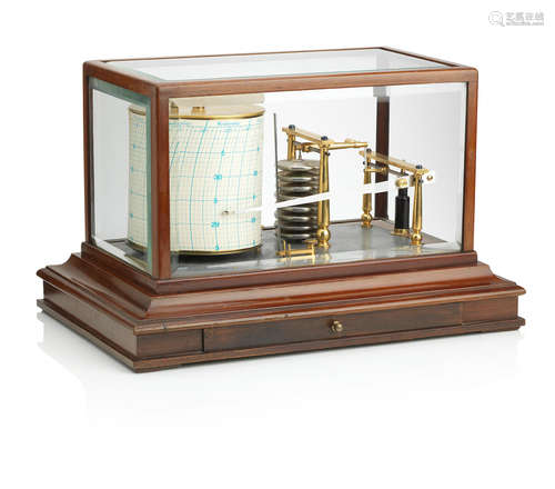 A late 19th/early 20th century mahogany cased oversized barograph