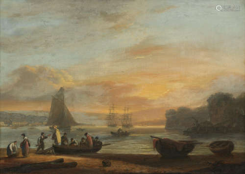 The Ferry at Teignmouth, Devon  37 x 49.5 cm. (14 9/16 x 19 1/2 in.) Thomas Luny(British, 1759-1837)