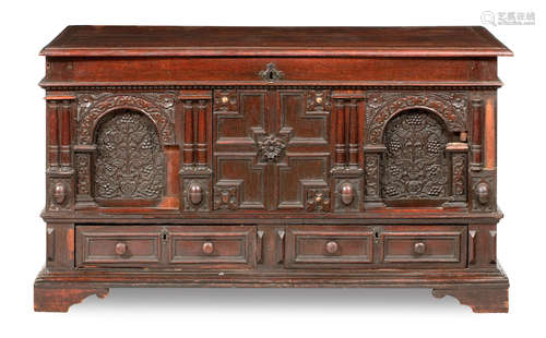 A Charles II and later oak mule chest