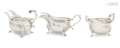 by Daniel Smith and Robert Sharp, London 1764  (3) A George III silver sauce boat