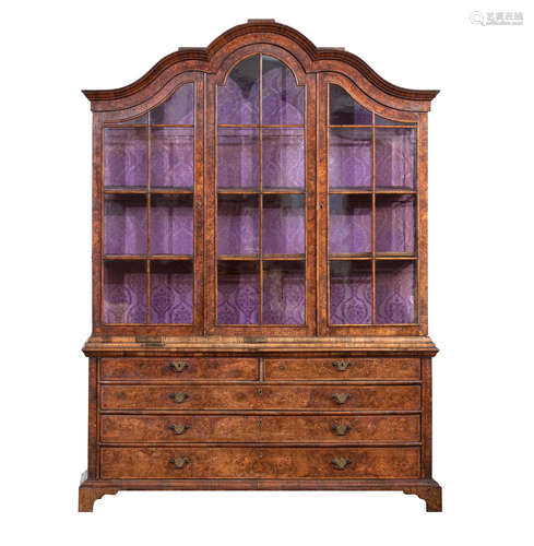 A 19th century Dutch walnut display cabinet