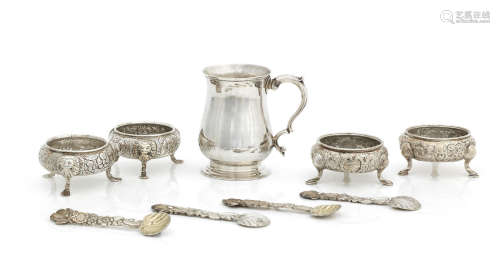 various makers and dates  A collection of antique silver