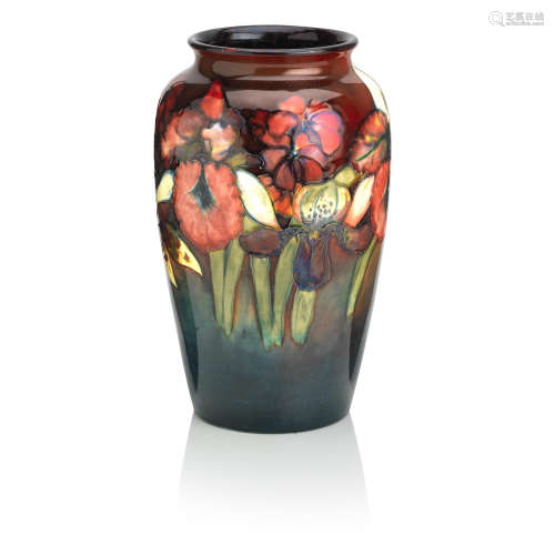 A large Walter Moorcroft flambé 'Orchid' pattern vase