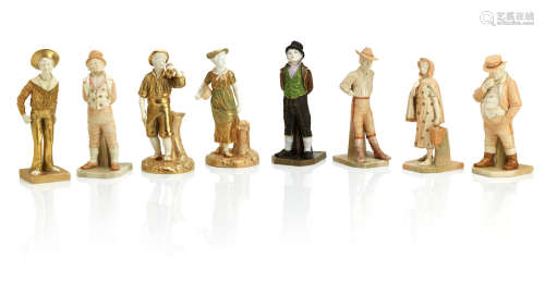 Late 19th century - circa 1950 Five Royal Worcester figures from the Countries of the World series and three other figures in the Hadley tradition