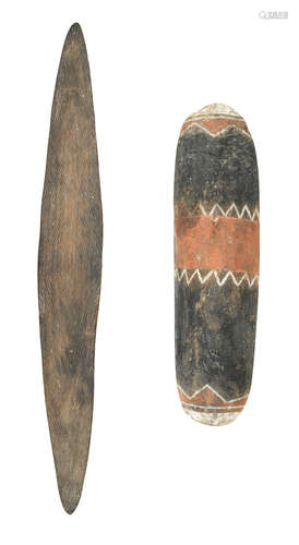 An Aboriginal shield and a New Guinea Shield