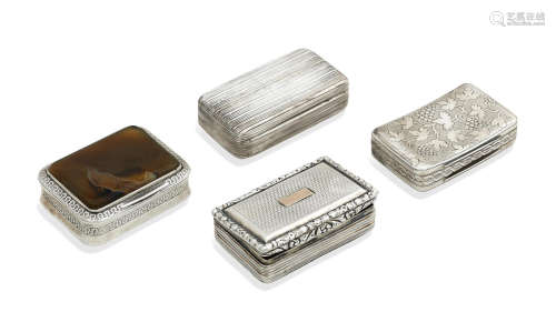 various makers and dates  (4) Four Georgian silver snuff boxes