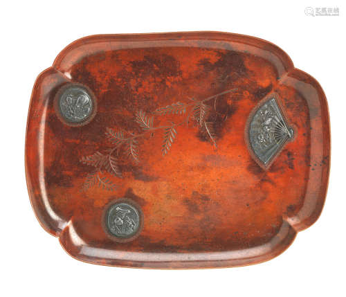 An Aesthetic movement copper and overlaid tray, by Gorham & Co.