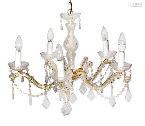 A five-branch moulded-glass chandelier