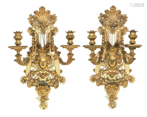 A set of four late 19th century ormolu wall appliques
