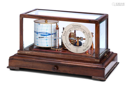 The dial inscribed Negretti & Zambra, London  An early 20th century  mahogany cased barograph