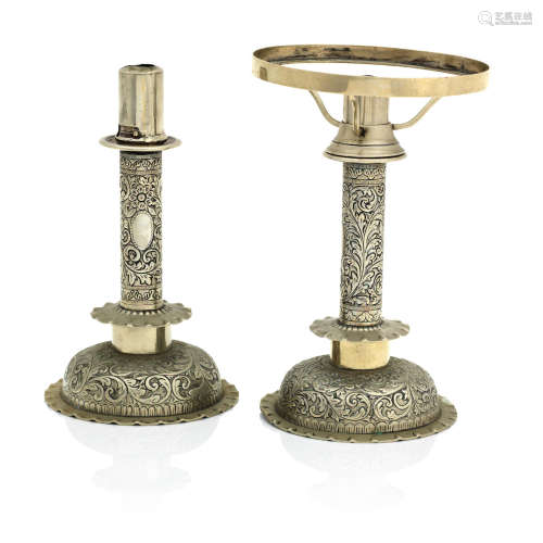 numbered 4077  A pair of silver plated Hukin and Heath candlesticks