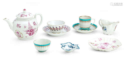 Circa 1775-90 A collection of Worcester porcelains