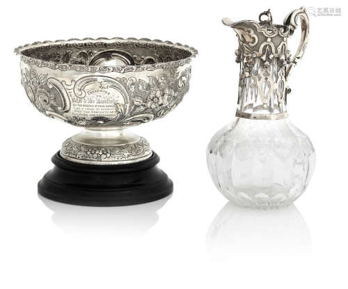 by James Wakely & Frank Clarke Wheeler, London 1901   (3) A late Victorian silver rose bowl and wooden plinth