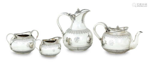 by Martin Hall & Co, London 1888  (4) A four piece Victorian silver tea service