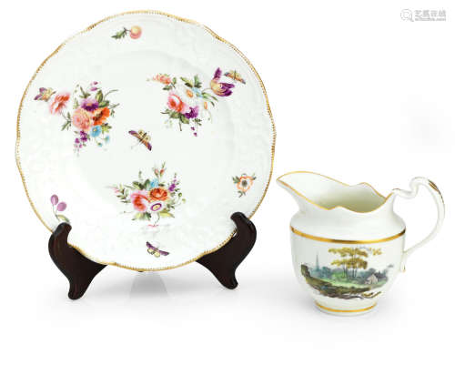 Circa 1800-1820 A Swansea plate and a Pinxton jug