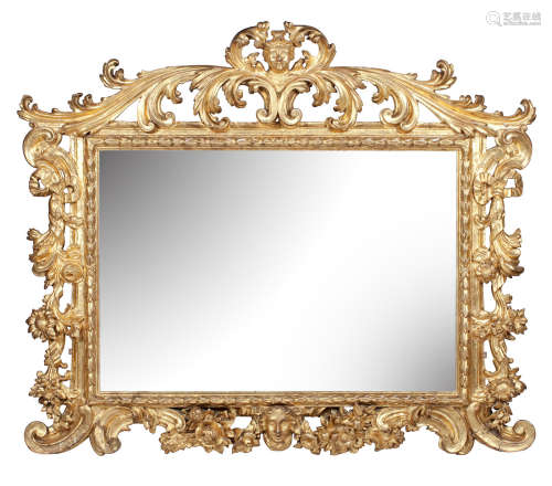 A late 19th century Giltwood and gesso overmantel mirror