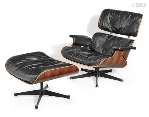 Charles (American, 1907-1978) and Ray (American, 1912-1988) Eames A 670 lounge chair and 671 ottoman, designed 1956, probably manufactured Hille