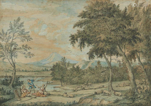 An extensive landscape with shepherds Jacopo Leonardis(Italian, 1723-1794)