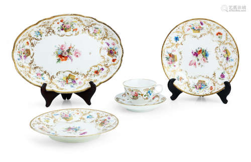 Circa 1815-18 A pair of Nantgarw plates and a dish and a Swansea teacup and saucer