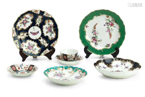 Circa 1770-85 A collection of Worcester porcelains