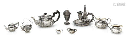 various makers and dates  A group of miniature silver items
