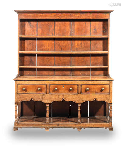 A George III joined oak open high dresser, Montgomeryshire, circa 1780