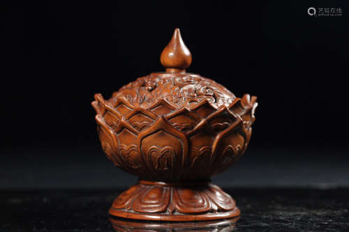 A LOTUS SHAPE BOXWOOD CENSER