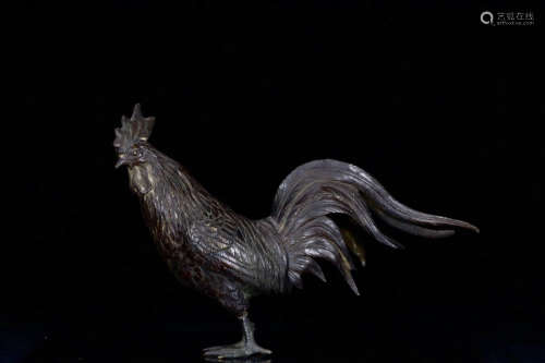 A ROOSTER DESIGN BRONZE ORNAMANT