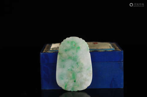 17-19TH CENTURY, A STORY DESIGN OLD JADEITE PENDANT, QING DYNASTY