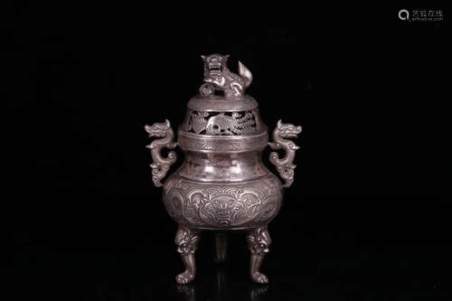 17-19TH CENTURY, A DRAGON PATTERN DOUBLE-EAR CENSER, QING DYNASTY