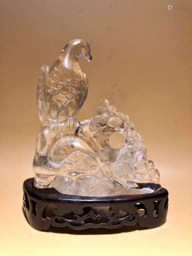 17-19TH CENTURY, A EAGLE DESIGN NATURAL CRYSTAL ORNAMANT, QING DYNASTY