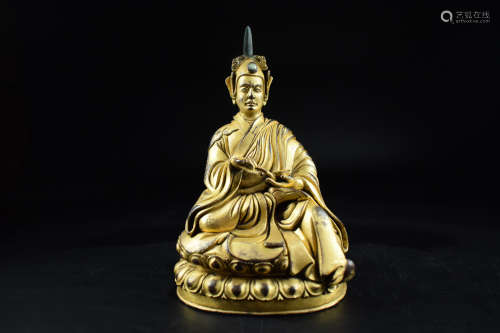 GILT BRONZE CAST 'PADMASAMBHAVA' SEATED FIGURE