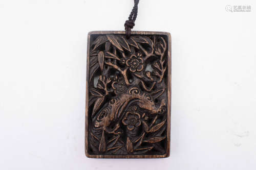 AGARWOOD CARVED RECTANGULAR SMALL PLAQUE