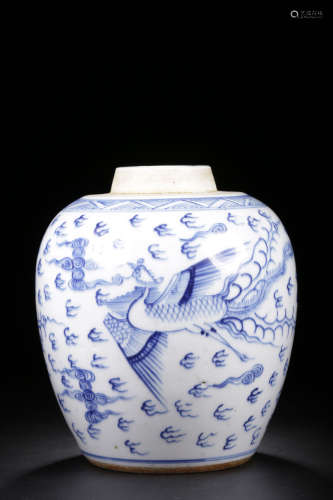 BLUE AND WHITE 'PHOENIX' JAR