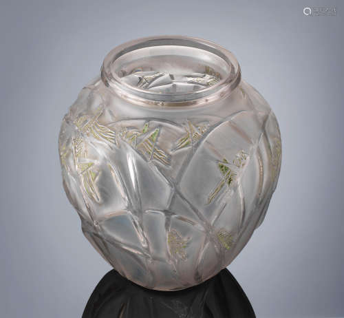 A 'Sauterelles' Vase, designed in 1913 René Lalique (French, 1860-1945)