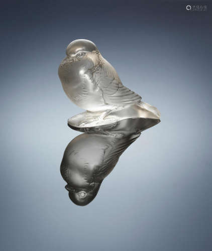Three 'Moineau' Paperweights: 'Fier', Hardi' and 'Timide', designed in 1929 René Lalique (French, 1860-1945)