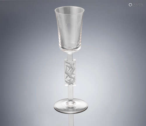 A 'Mouettes' Bordeaux Glass, designed in 1938 René Lalique (French, 1860-1945)