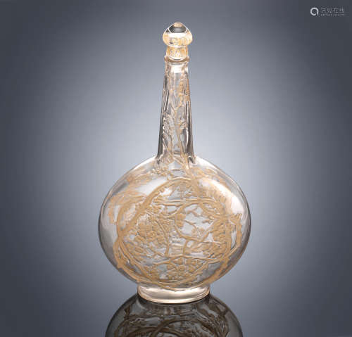 A 'Aubépines' carafe, designed in 1914 René Lalique (French, 1860-1945)