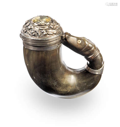 A Regency stone-set horn snuff mull, Scottish, circa 1814