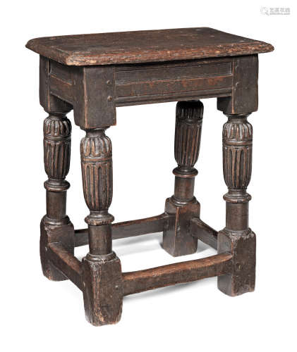 A rare Elizabeth I oak joint stool, circa 1600