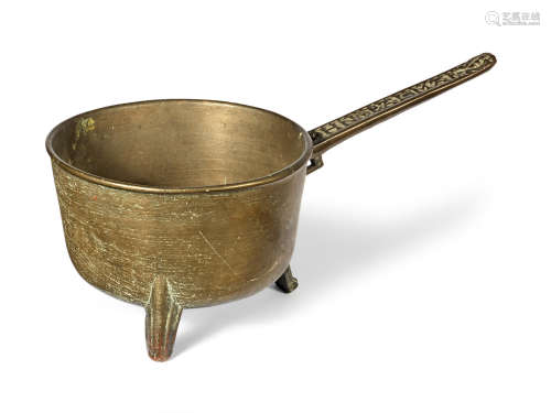 A large mid-17th century leaded bronze skillet, by John Palmar of Gloucestershire and Canterbury (fl. 1621-56)