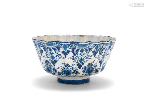 An English delftware fluted bowl, circa 1715-20