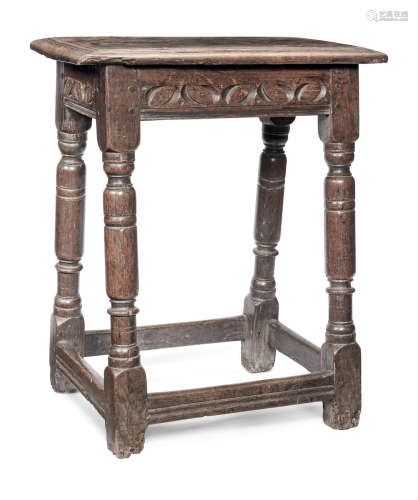 A Charles I oak joint stool, circa 1640