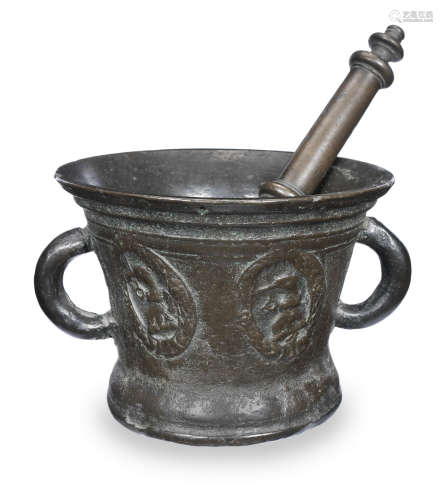 A mid- to late 17th century leaded bronze mortar, from the London 'unidentified foundry', circa 1660