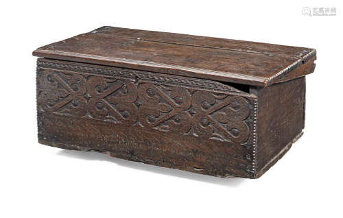 A Charles I boarded oak box, circa 1630